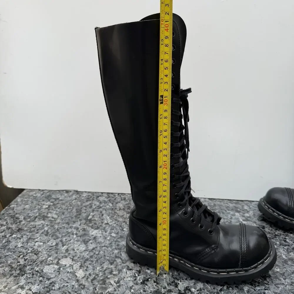 Gripfast England 20 Eye Steel Toe Black Leather Tall Boots UK 5 / US Women 7